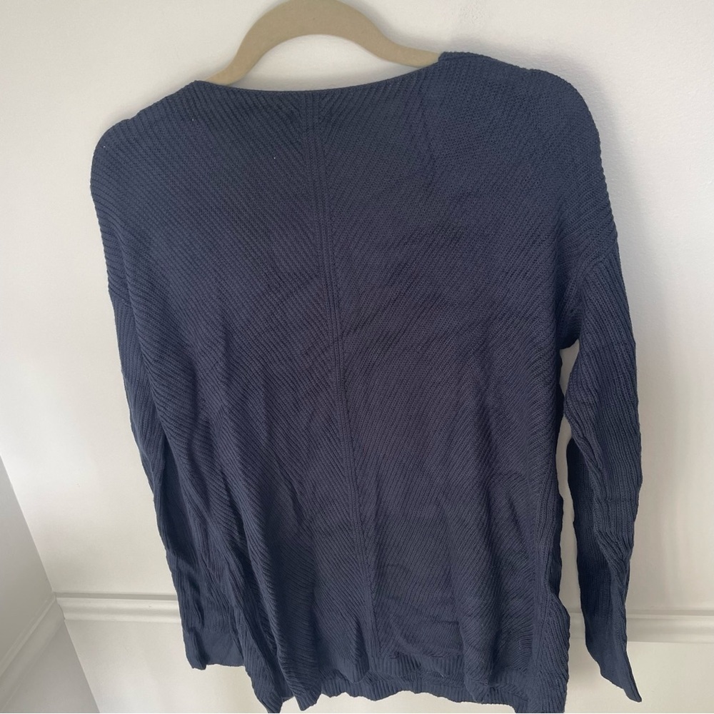 BNWT LL Bean Navy Women's Cotton Shaker-Stitch Sweater, V-Neck Medium - Picture 9 of 9